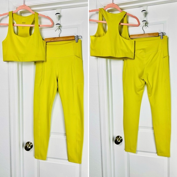 Girlfriend Collective Set: Rare Chartreuse Paloma Bra & High‑Rise Leggings M - Picture 2 of 13
